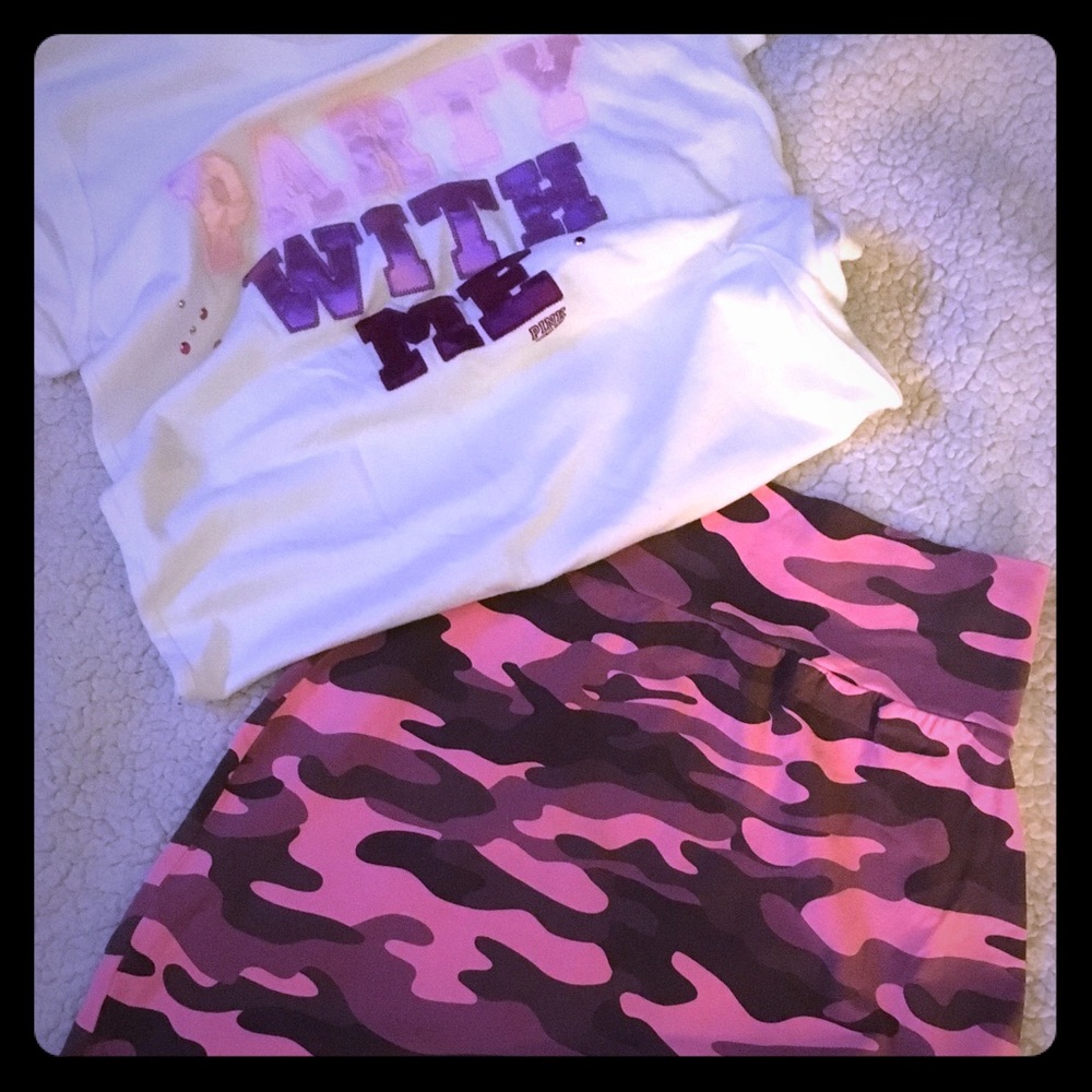 Victoria's Secret pink Camo fold over skirt S/M